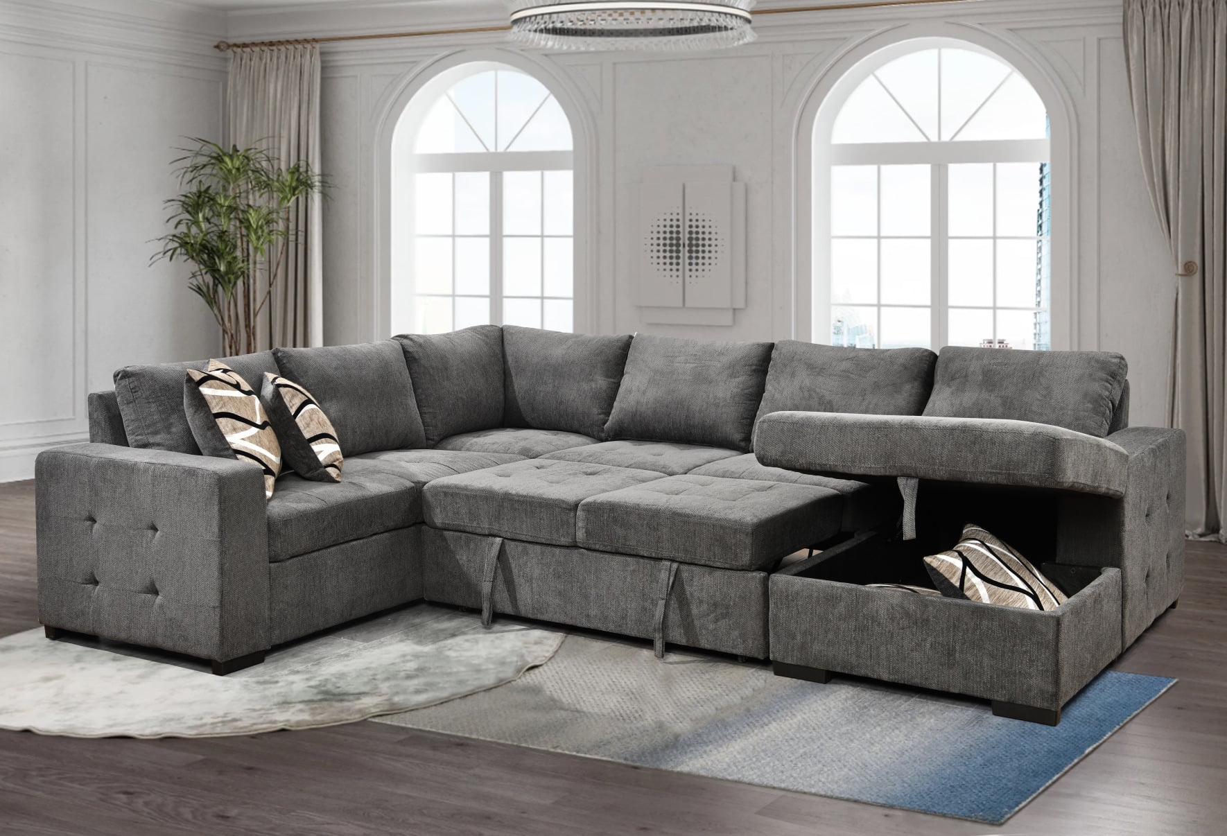 123" Oversized Sectional Sofa, , 4In1 Sectional Sleeper Sofa