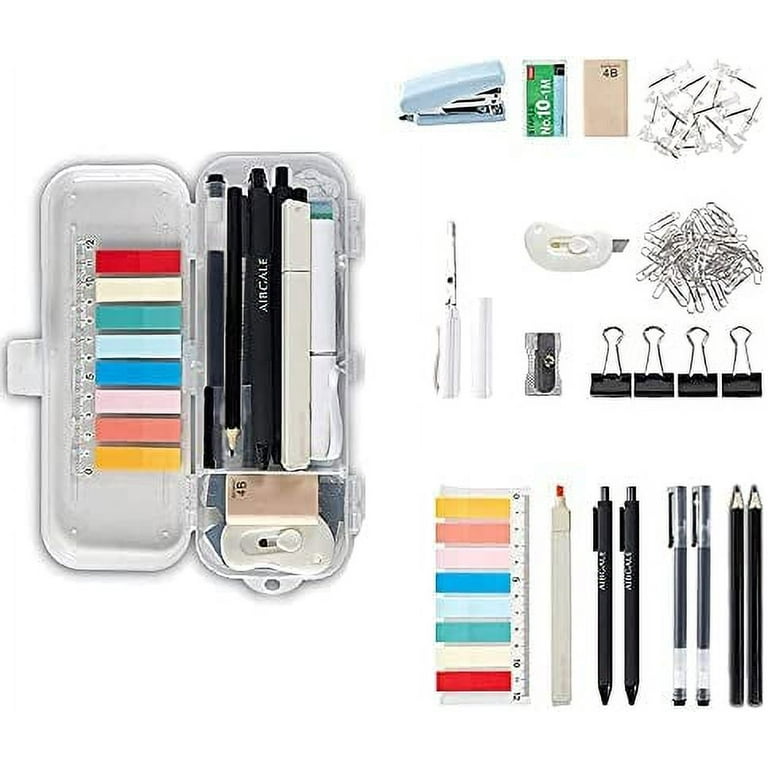 123 Pcs Office Supplies Kit with Desk Organizers, Includes Stationery,  Stapler, Paper Clips, Push Pins, Erasers, Binder Clips, Staples, Scissor,  Page