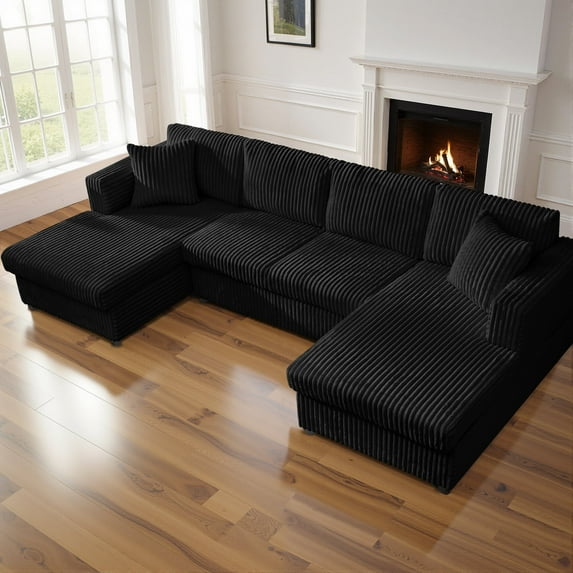 123" U-Shaped Modular Sectional Sofa with 2 L-Shape Chaises, Cloud Couch Design for Living Room, Includes 2 Pillows