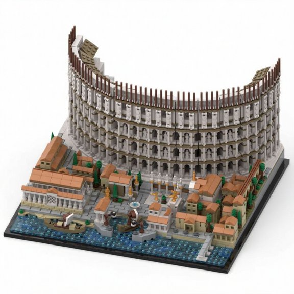 123064 Colosseum Building Blocks Set, 3959 Piece Ancient Roman Architecture Model Kit, History Landmark Display Gift