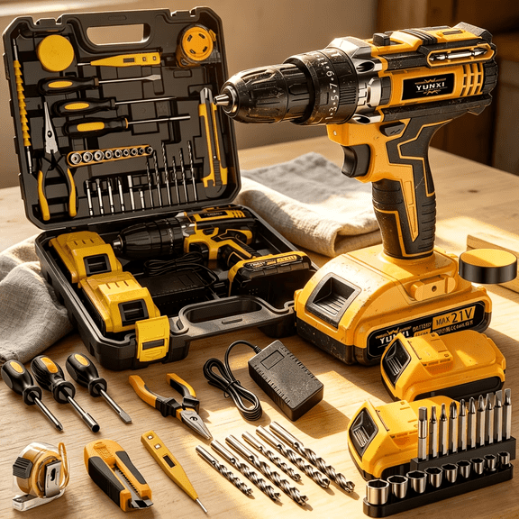 1239Inlbs Cordless Hammer Drill - 21V Brushless Electric Power Impact Drill Set w/ 2 Battery & 1/2 Inch Self-Locking Metal Chuck & 110PCs Accessory for Drilling Wood Bricks Metal Concrete