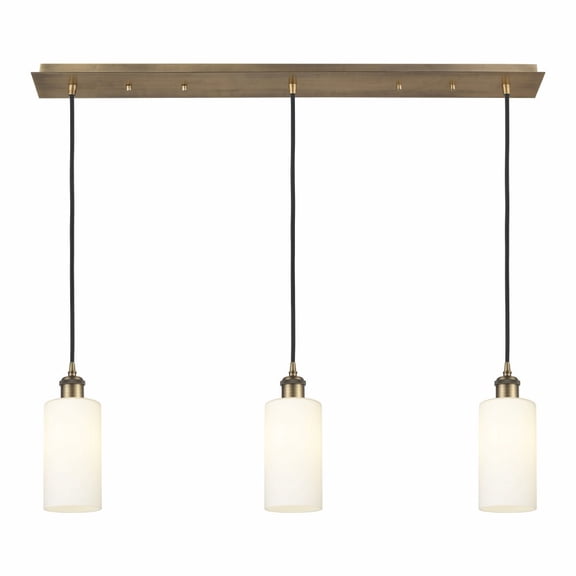 123B-3P-BB-G434-7WH Innovations Lighting Crown Point - 3 Light Cord Hung Linear Pendant-11.25 Inch Tall and 36.88 Inch Wide-Brushed Brass Finish-White