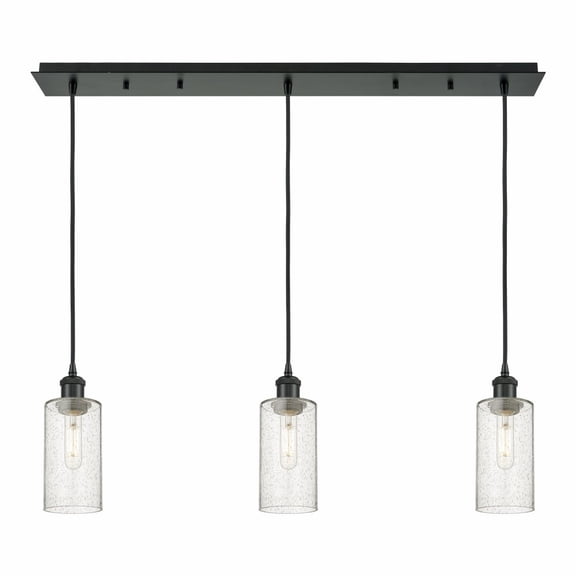 123B-3P-BK-G434-7SDY Innovations Lighting Crown Point - 3 Light Cord Hung Linear Pendant-11.25 Inch Tall and 36.88 Inch Wide-Matte Black Finish-Seedy