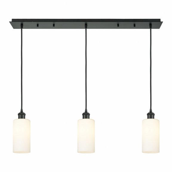 123B-3P-BK-G434-7WH Innovations Lighting Crown Point - 3 Light Cord Hung Linear Pendant-11.25 Inch Tall and 36.88 Inch Wide-Matte Black Finish-White