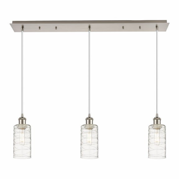 123B-3P-SN-G434-7DE Innovations Lighting Crown Point - 3 Light Cord Hung Linear Pendant-11.25 Inch Tall and 36.88 Inch Wide-Satin Nickel Finish-Deco