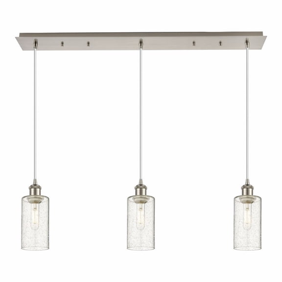 123B-3P-SN-G434-7SDY Innovations Lighting Crown Point - 3 Light Cord Hung Linear Pendant-11.25 Inch Tall and 36.88 Inch Wide-Satin Nickel Finish-Seedy