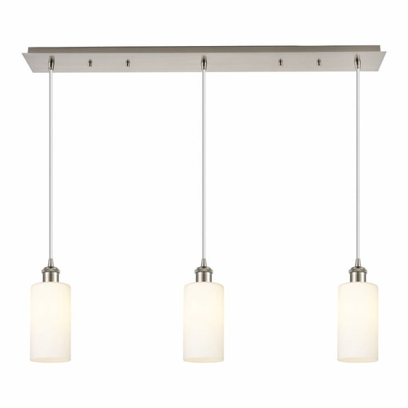123B-3P-SN-G434-7WH Innovations Lighting Crown Point - 3 Light Cord Hung Linear Pendant-11.25 Inch Tall and 36.88 Inch Wide-Satin Nickel Finish-White