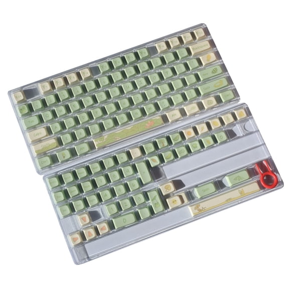 123Keys Keycaps Sublimated Green Flower Theme for Mechanical Keyboards