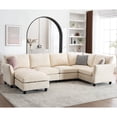 thumbnail image 1 of 124.4" 6-Seater U-Shaped Modular Sectional Sofa with Sparkling Glitter Chenille Fabric & Storage Ottoman，Beige, 1 of 7