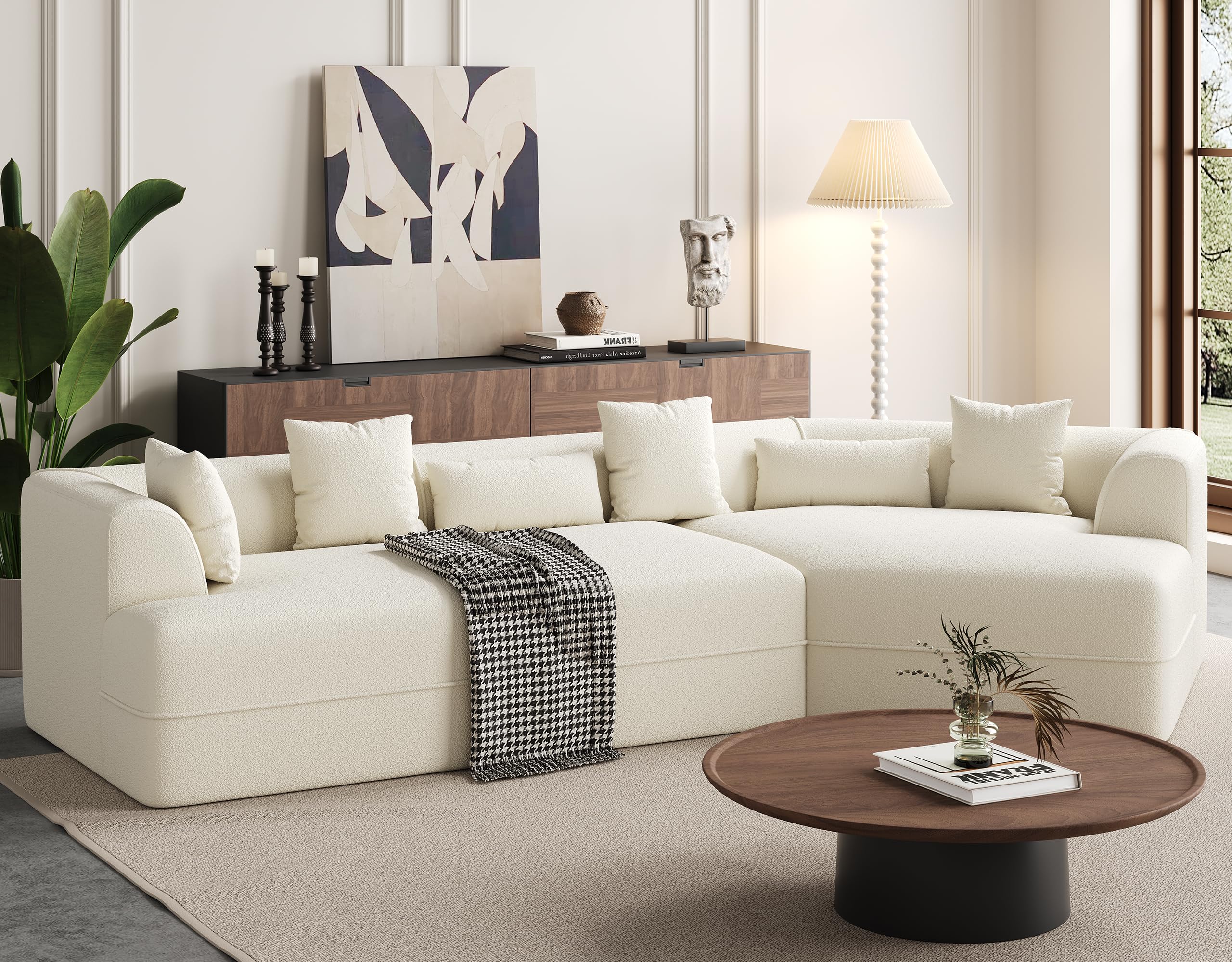 124" Cloud Sectional Couch, L-Shape Modular Sectional Sofa with Chaise ...