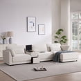 thumbnail image 1 of 124'' Modular Sectional Sofa with USB Charger and Wireless Charging, 4 Seat L Shaped Chenille Couch, Reversible Comfy Sofa with Storage Console and Movable Ottoman for Living Room, Apartment, Beige, 1 of 8