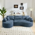thumbnail image 1 of 124" Oversized Boneless Couches for Living Room, Sectional Curved Sofa with 7 Pillows, L-Shape Boneless Couch with Deep Seat, High-Density Memory Foam, No Assembly Required, Chenille (Blue), 1 of 10