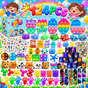 Zhohuaboy Kids Party Favors Fidget Toys Goodie Bag Stuffers Classroom Prizes 124 Pieces for Ages 3-12