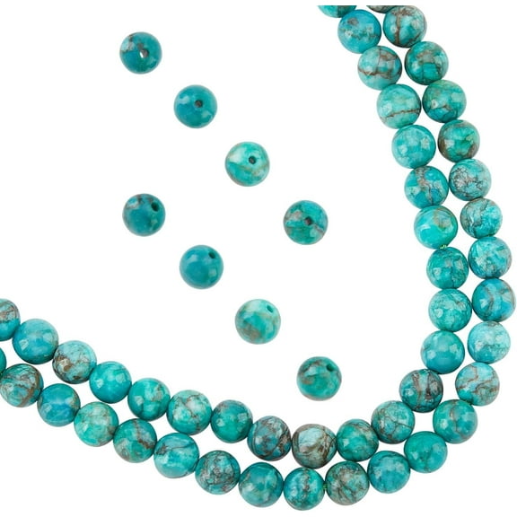 124 Pcs Natural African Turquoise Beads Strands 6mm Natural Turquoise Beads Dyed Jasper Gemstone Stone Beads Loose Spacer Beads for DIY Bracelet Jewelry Making Hole: 1mm