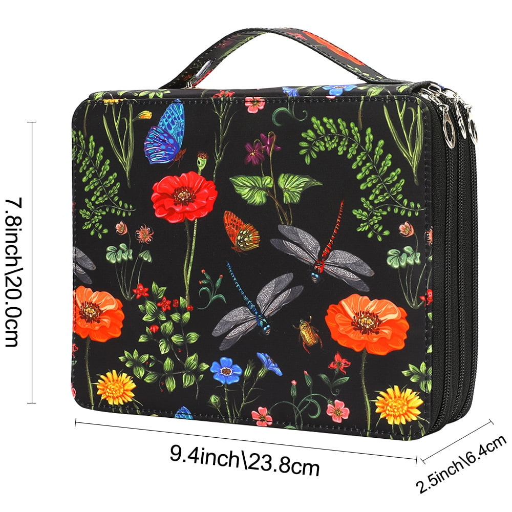 124 Slots Large Capacity Colored Pencil Case Holder, 3-Layer Oxford Fabric Art Organizer with Smooth Zipper, Portable Stationery Bag for Artist Watercolor Pens & Markers, Slate Grey