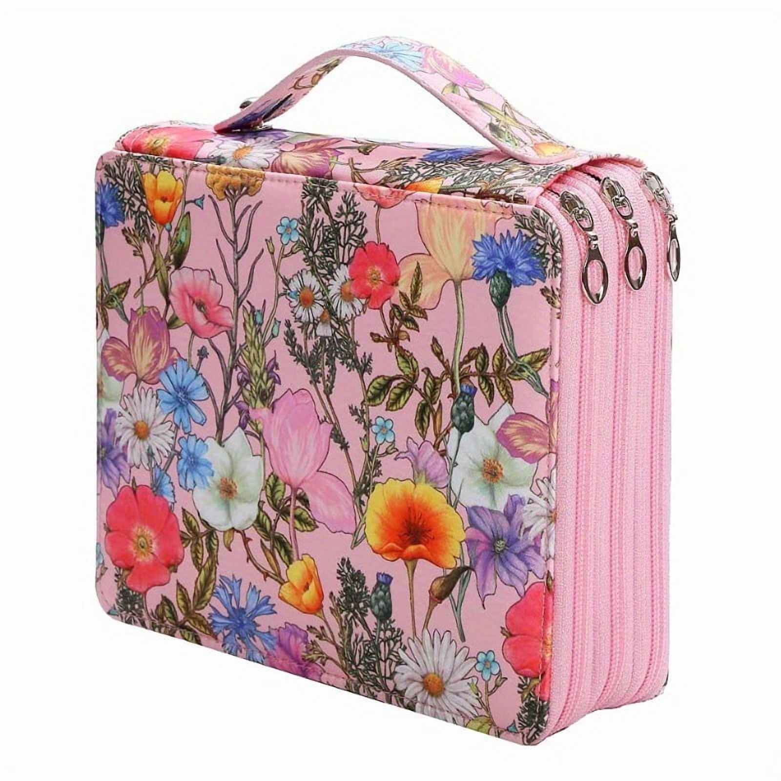 124 Slots Large Capacity Colored Pencil Case Holder, 3-Layer Oxford Fabric Art Organizer with Smooth Zipper, Portable Stationery Bag for Artist Watercolor Pens & Markers, Slate Grey