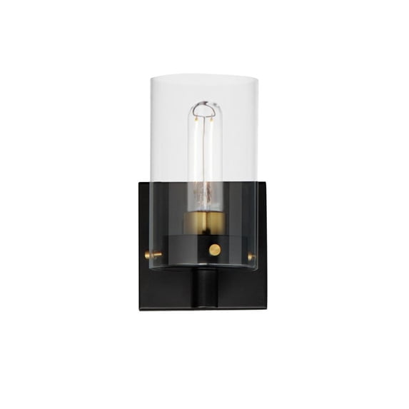 12401CLBKSBR Maxim Lighting Pinn - 1 Light Wall Sconce-8.25 Inches Tall and 4.75 Inches Wide-Black/Satin Brass Finish