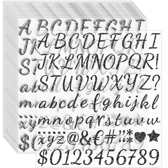 Neasyth 1245Pcs Glitter Letter Stickers, 1Inch Self-Adhesive Number Alphabet Stickers for Scrapbook Mailbox (Black)