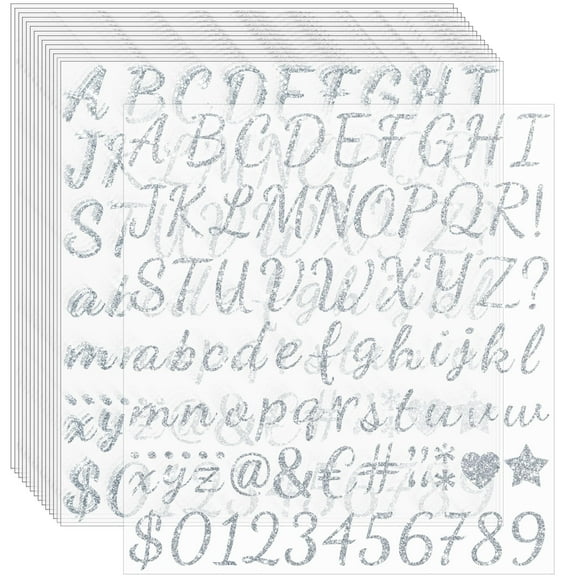 1245Pcs Letter Stickers 15 Sheets Alphabet Stickers Vinyl Sticker Letters 1Inch Self-Adhesive Glitter Number ABC Stickers for Scrapbook Water Bottles Graduation Cap Crafts Mailbox Sign (Silver)