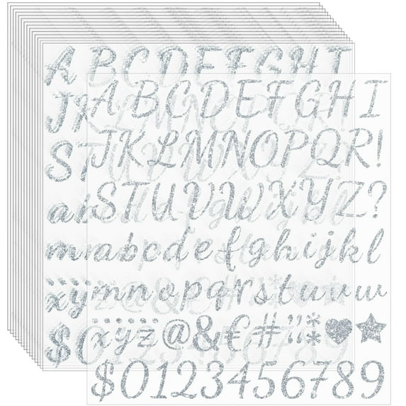 1245Pcs Letter Stickers 15 Sheets Alphabet Stickers Vinyl Sticker Letters 1Inch Self-Adhesive Glitter Number ABC Stickers for Scrapbook Water Bottles Graduation Cap Crafts Mailbox Sign (Silver)