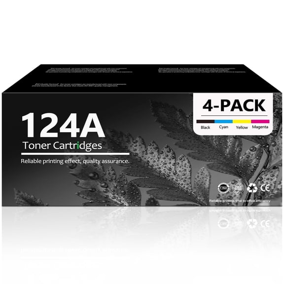 124A Toner Cartridge Compatible for 124A Q6000A Q6001A Q6002A Q6003A Toner Cartridge for LaserJet 2600n 1600 Printer (4 PK)
