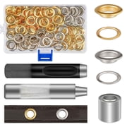 124pcs Metal Grommet Tool Kit,1/2 inch Grommet Setting Tool and Grommets Eyelets with Storage Box for Fabric,Curtain,Leather Gold and Silver