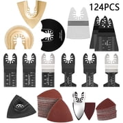 124Pcs Oscillating Tool Blades Kit, Quick Release Multitool Saw Blades for Wood Metal Plastic