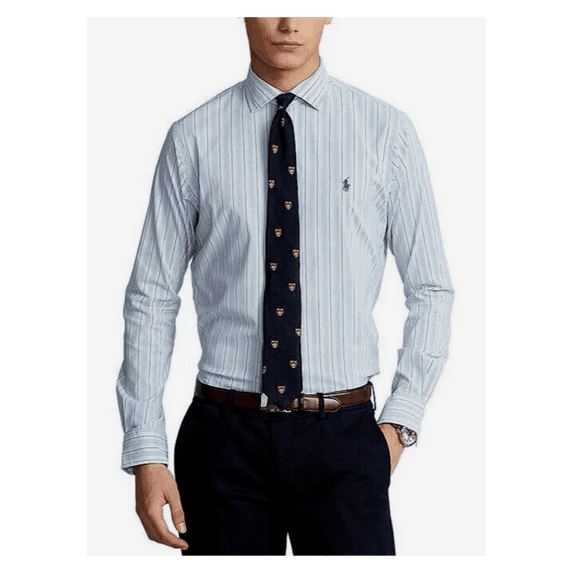 $125.00 Polo Ralph Lauren Men's Striped Twill Performance Shirt, Blue Multi, XL