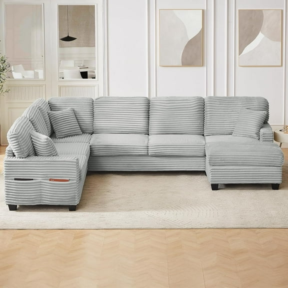 125.2 Inch Cloud Sectional Couch for Living Room, U Shaped 6 Seat Modular Sectional Sofa with Ottoman