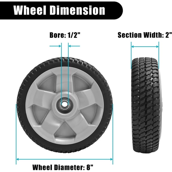125-2510 Wheel Drive Assembly Fits for TimeMaster 30in Lawn Mowers 20199 20200 20975 20976 20977 20978 21199 21200 21810 21811, 8" Replacement Front Wheel, 4 Pack (Gray)