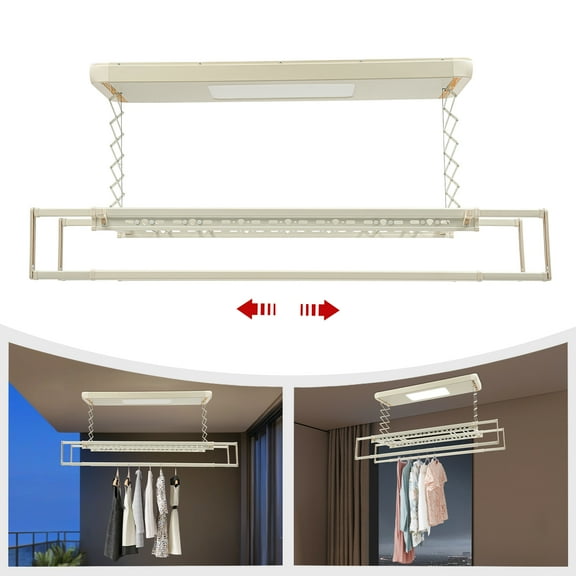 125*31*7cm Off-white Electrical Airing Rack Airing Rack with Remote Control for Balconies Laundry Rooms Bathrooms