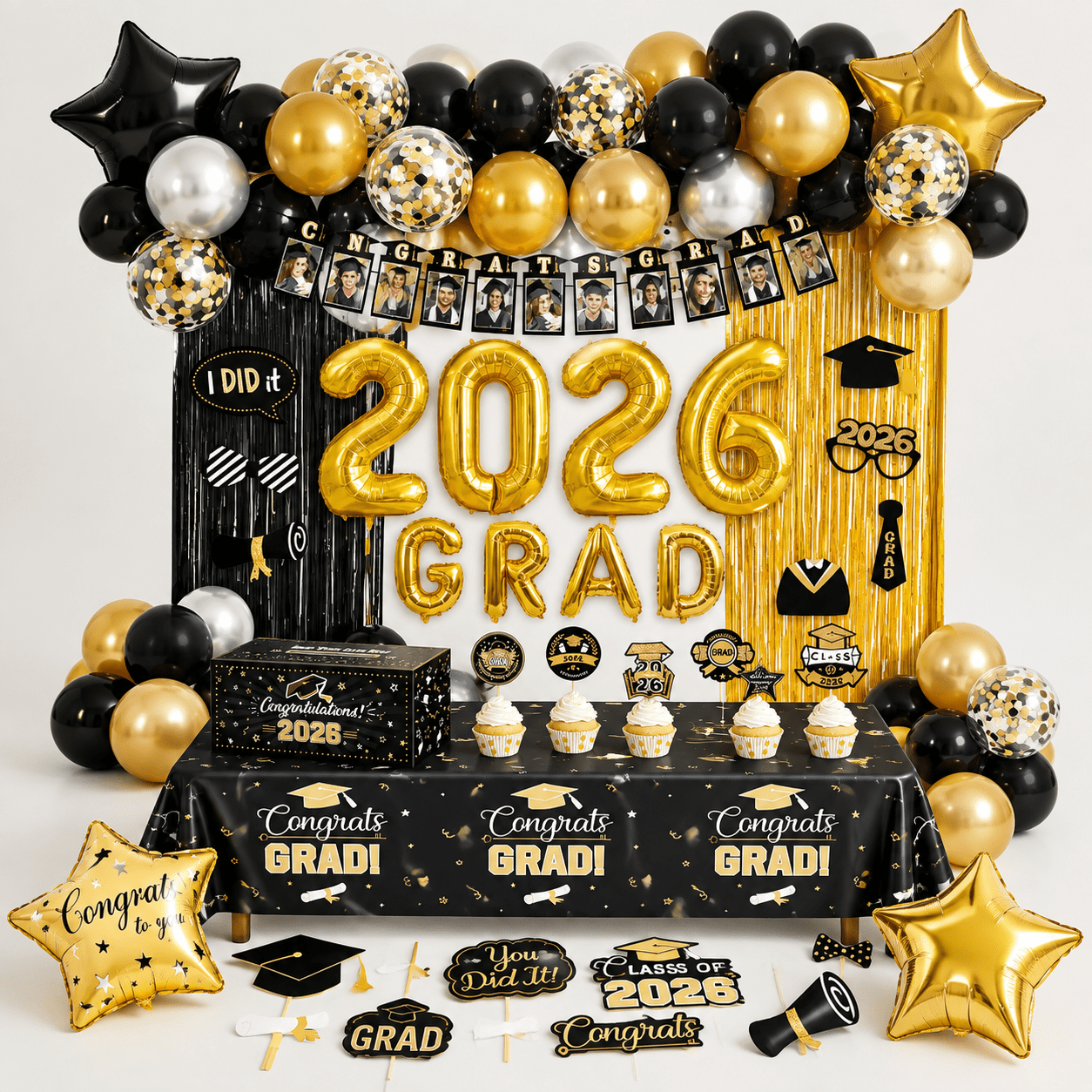 125 Black And Graduation Decorations 2026 Clof 2026grats Grad Photo ...