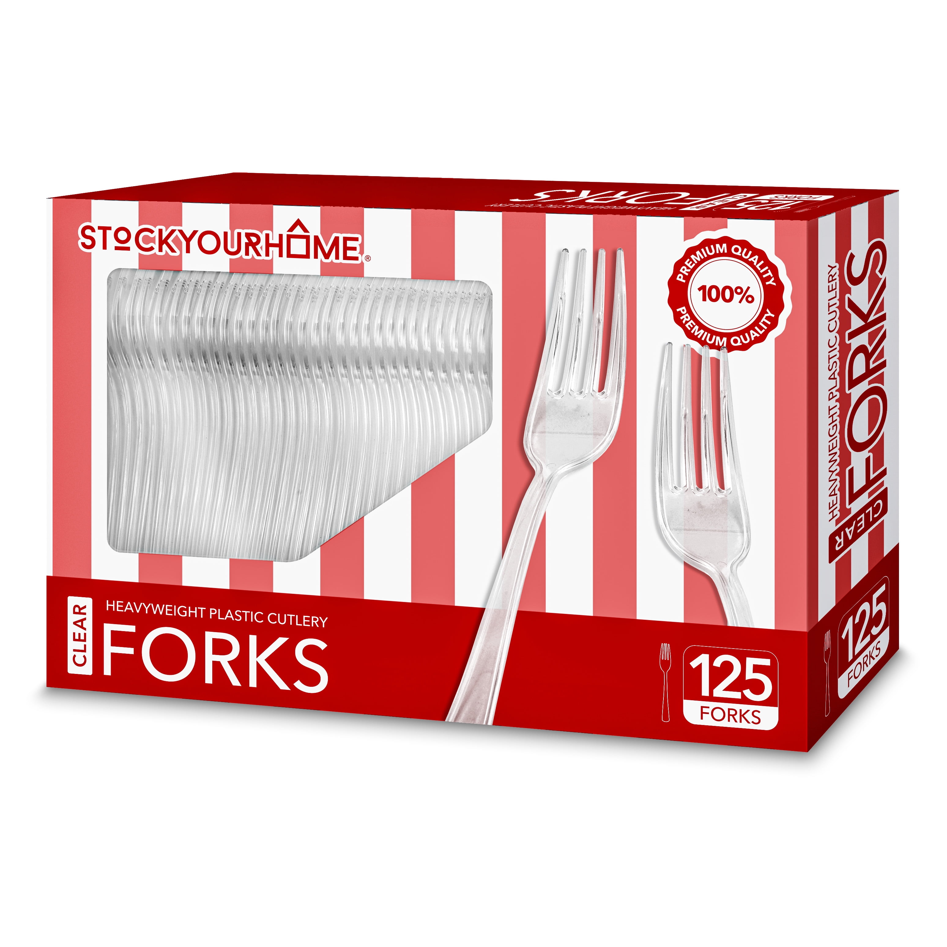 (125Count) Plastic Forks, Disposable Silverware for Dinner, Heavy Duty
