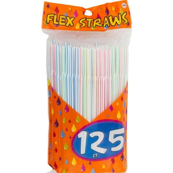 Jacent Flex Straws Assorted Stripe Colors (Pack of 10)