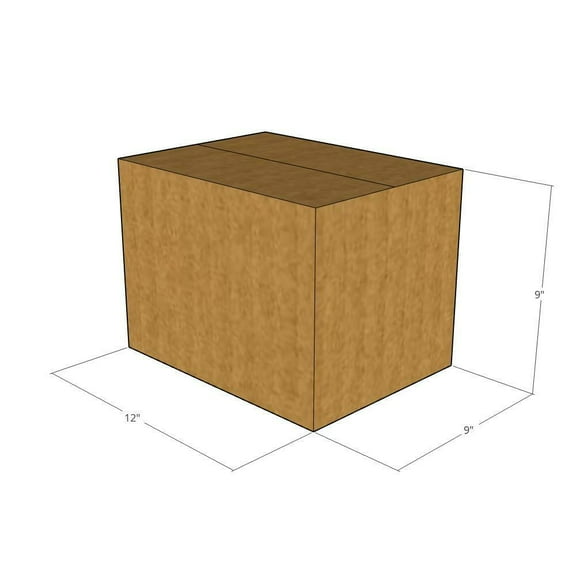 12x9x9 Kraft Brown Corrugated Shipping Boxes, 32 ECT Single-Wall, Qty 125