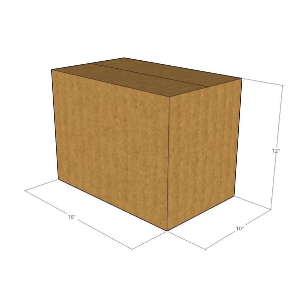 125 - (LxWxH) - 16x10x12 - 32 ECT New Corrugated Boxes