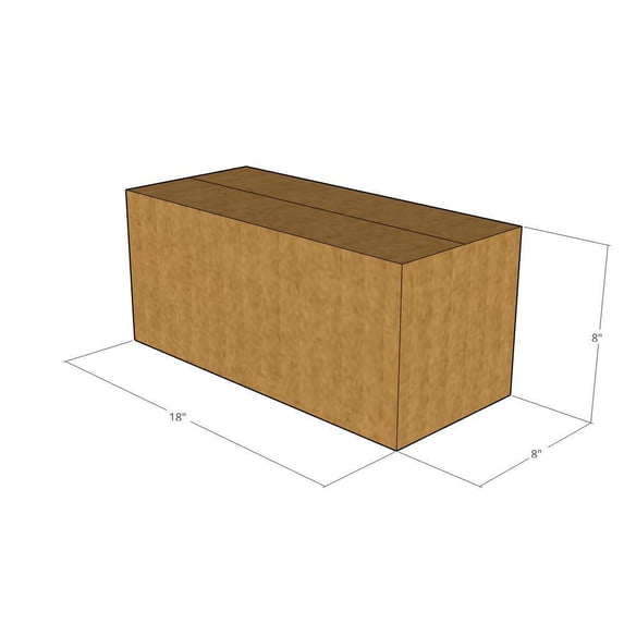 18x8x8 Kraft Brown Corrugated Shipping Boxes, 32 ECT Single-Wall, Qty 125