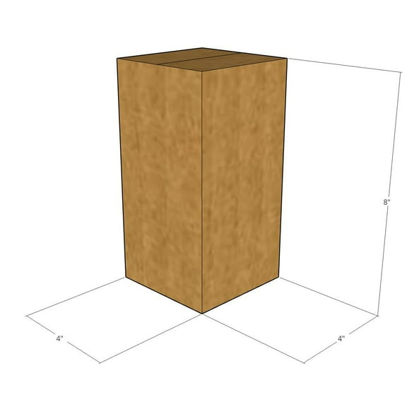 4x4x8 Kraft Brown Corrugated Shipping Boxes, 32 ECT Single-Wall, Qty 125