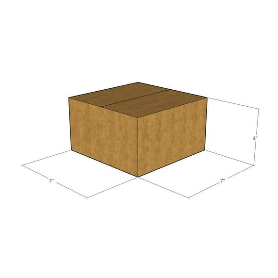 7x7x4 Kraft Brown Corrugated Shipping Boxes, 32 ECT Single-Wall, Qty 125