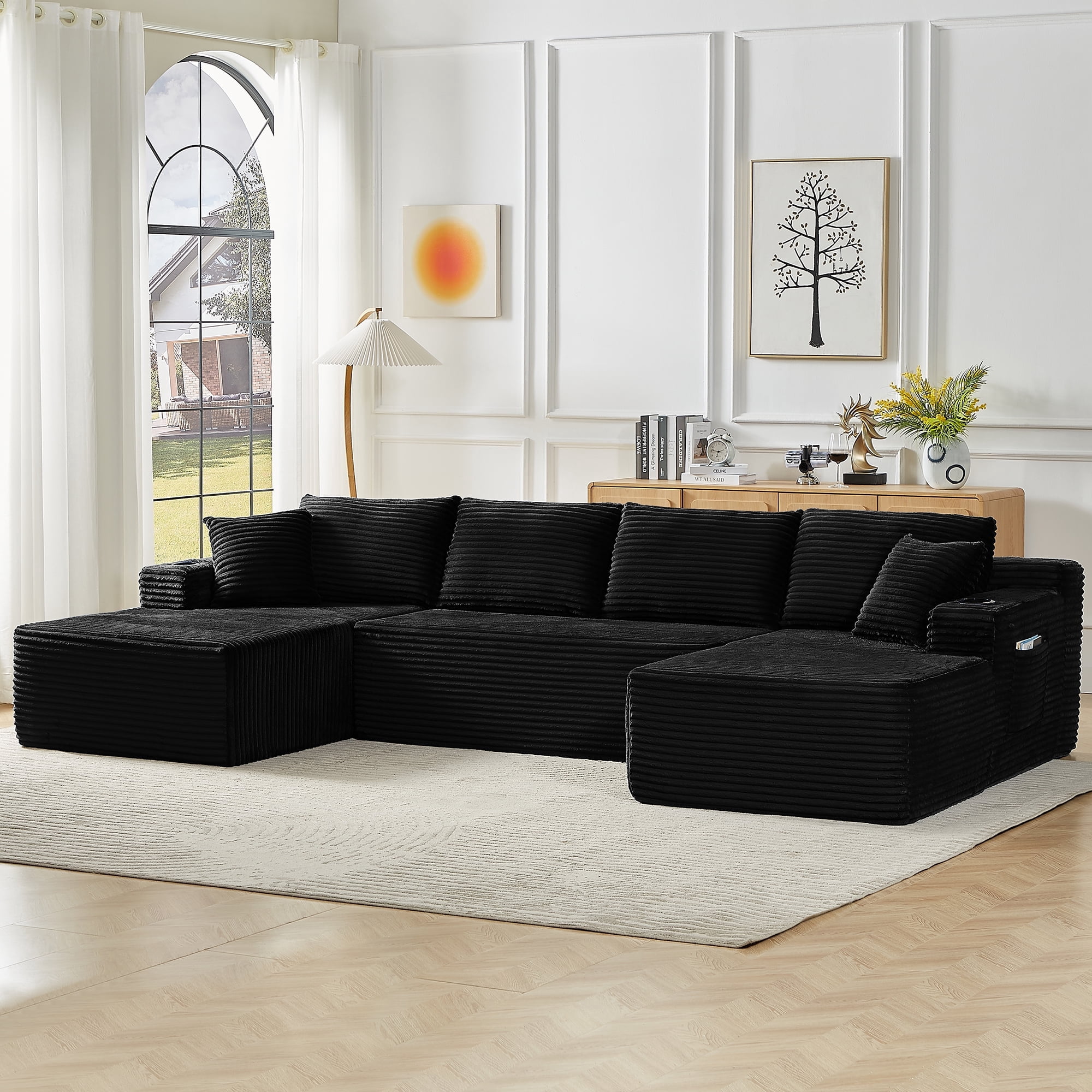 ACME Connie Fabric Upholstered Sofa with Sleeper and 2 Pillows in