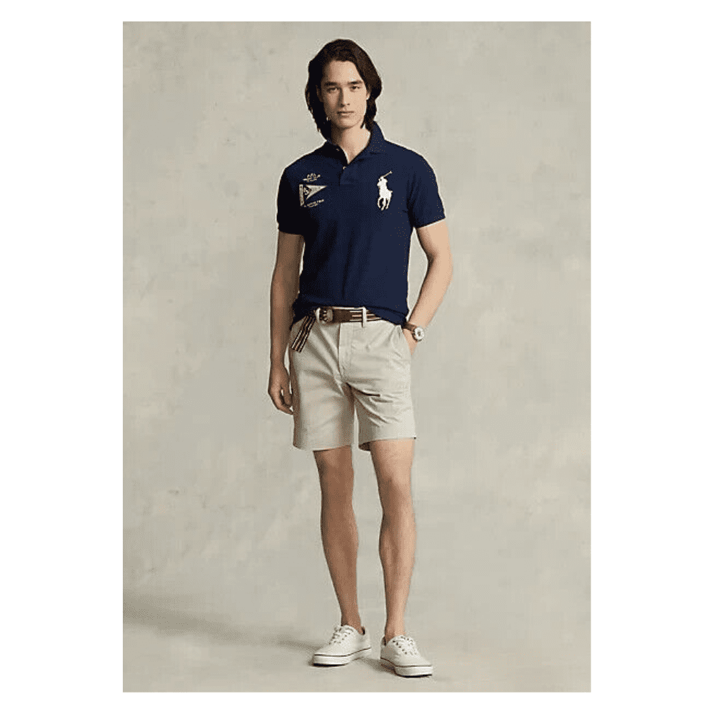 $125 POLO RALPH LAUREN Mesh Mens Polo Shirt Navy-P.R.L Yacht