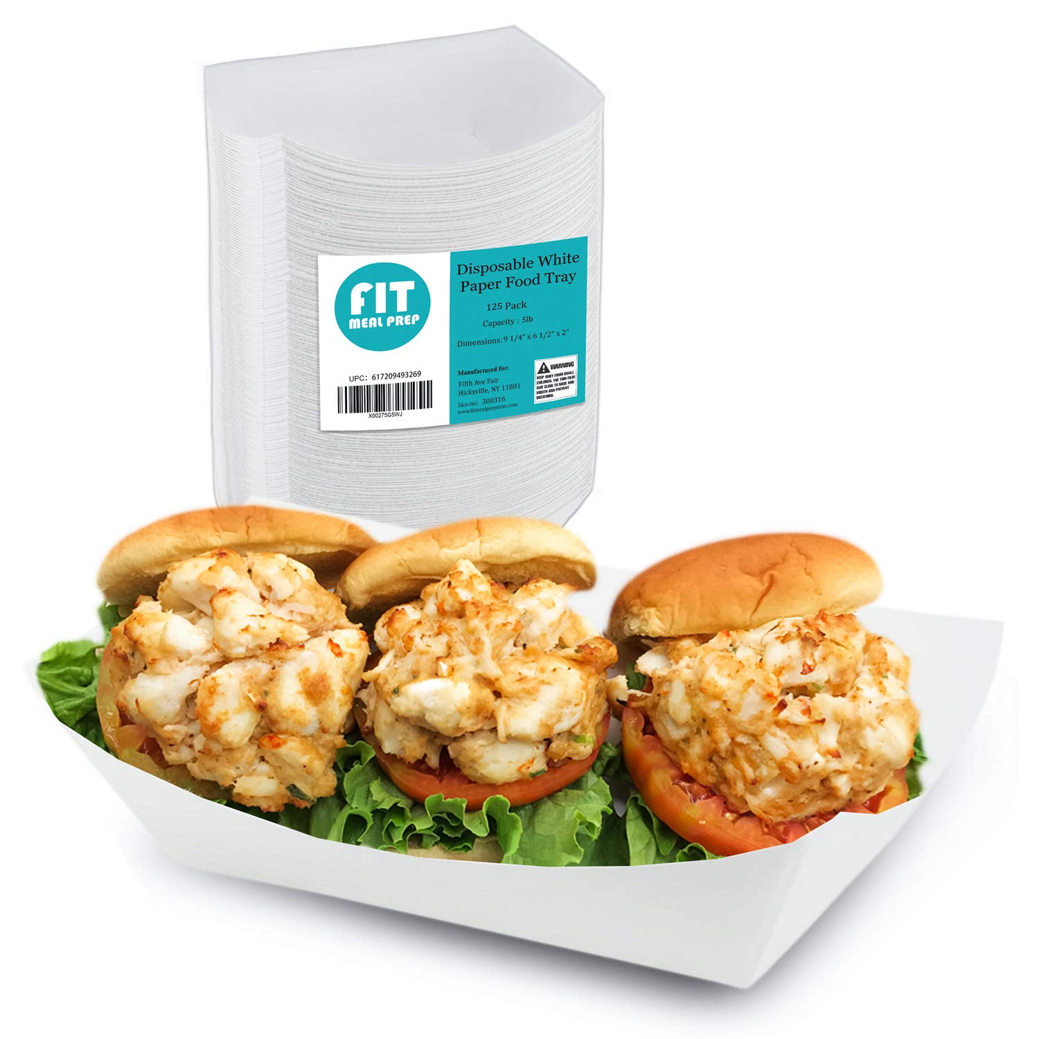 [125 Pack] 5 lb White Paper Food Tray - Grease Resistant Serving Plate ...
