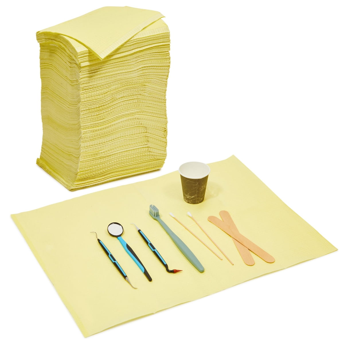 125 Pack Dental Bibs, Disposable Water Resistant Dentist Napkin for