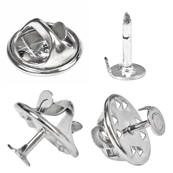 125 Pairs Butterfly Clutch Metal Pin Back Replacement with Blank Pins for Craft Making (Silver)