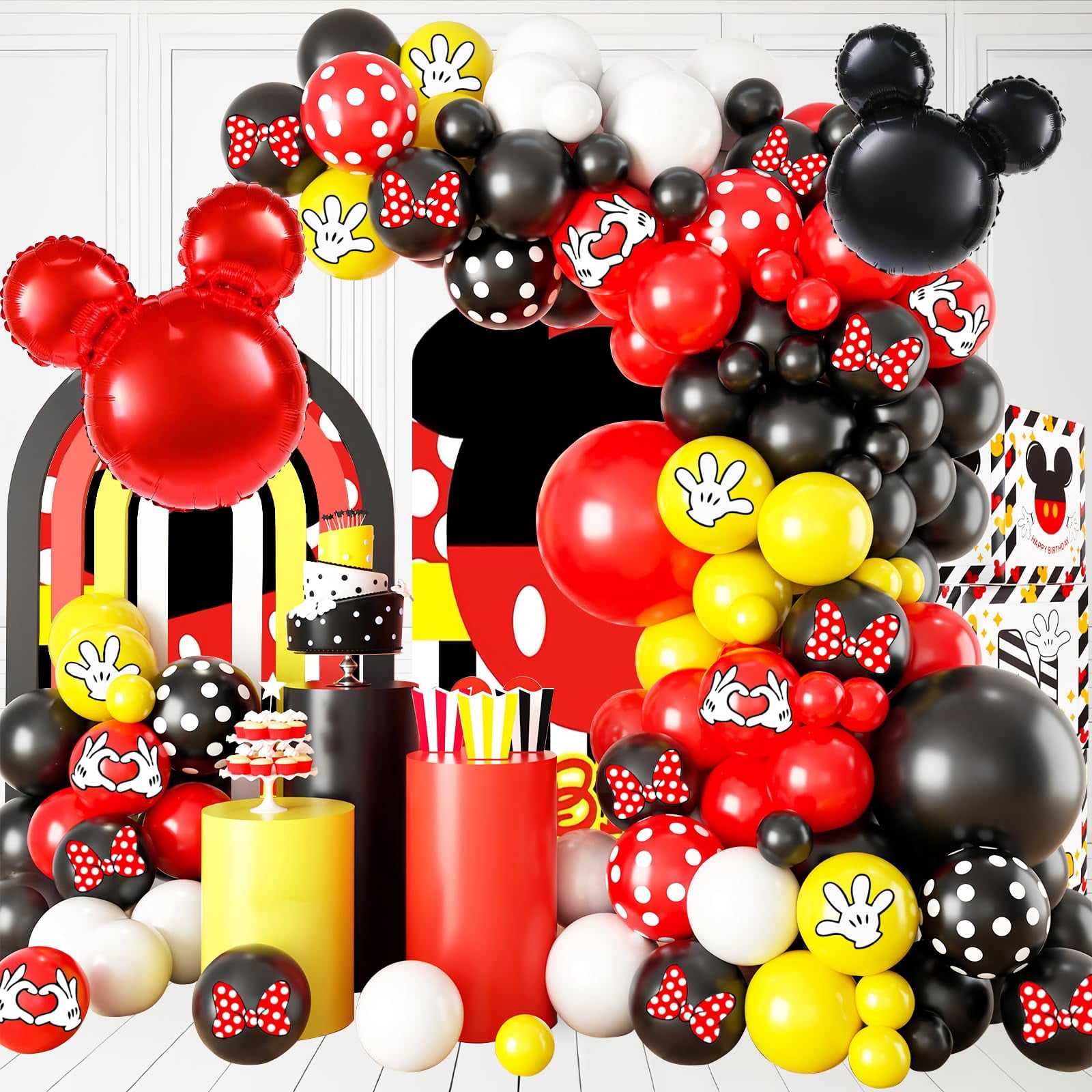 125 Pcs BlackTRDN Red Yellow Balloon Garland Arch Kit, For Cartoon ...