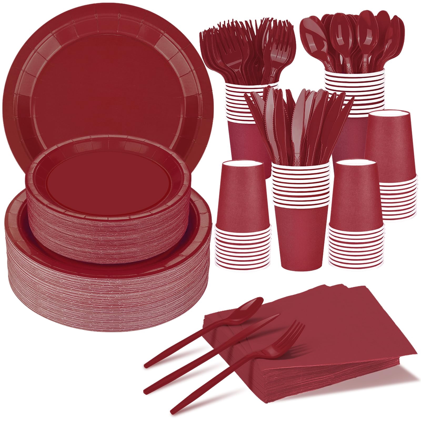125-pcs-burgundy-party-supplies-set-include-paper-plates-cups-napkins