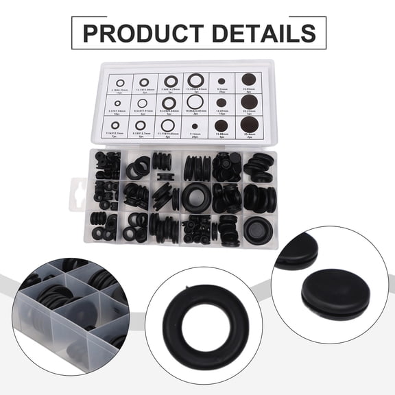125 Pcs Car AC Rubber O-Ring Gasket Fastener Kit, High Temp Seal Retaining Ring Set For Auto Air Conditioning Repair, Black Storage Case
