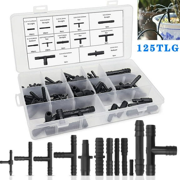 125 Pcs Car Hose Connector Assortment Reducer Set Straight T Piece Connector