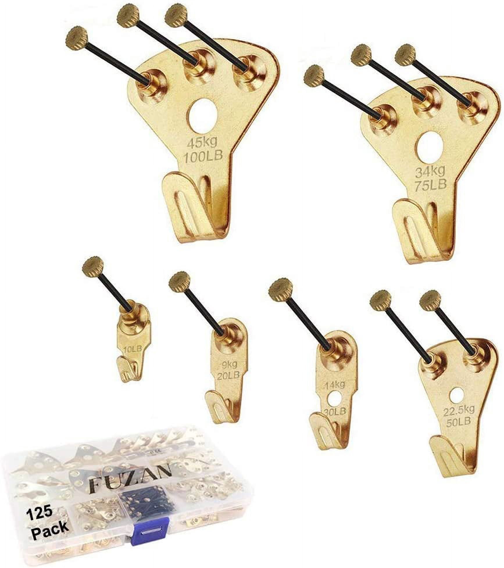 125 Pcs Heavy Duty Picture Hanging Kit With Nails for Wooden/Drywall - Professional Hangers Canvas, Office Pictures, Clock, House Decoration Holds 10-100 lbs