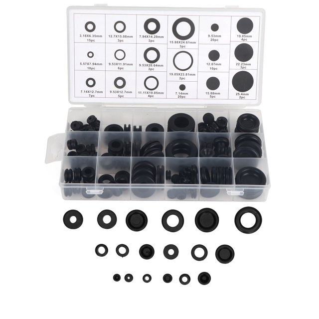 125Piece Assorted Rubber Grommets Kit Sealing Washers for Automotive